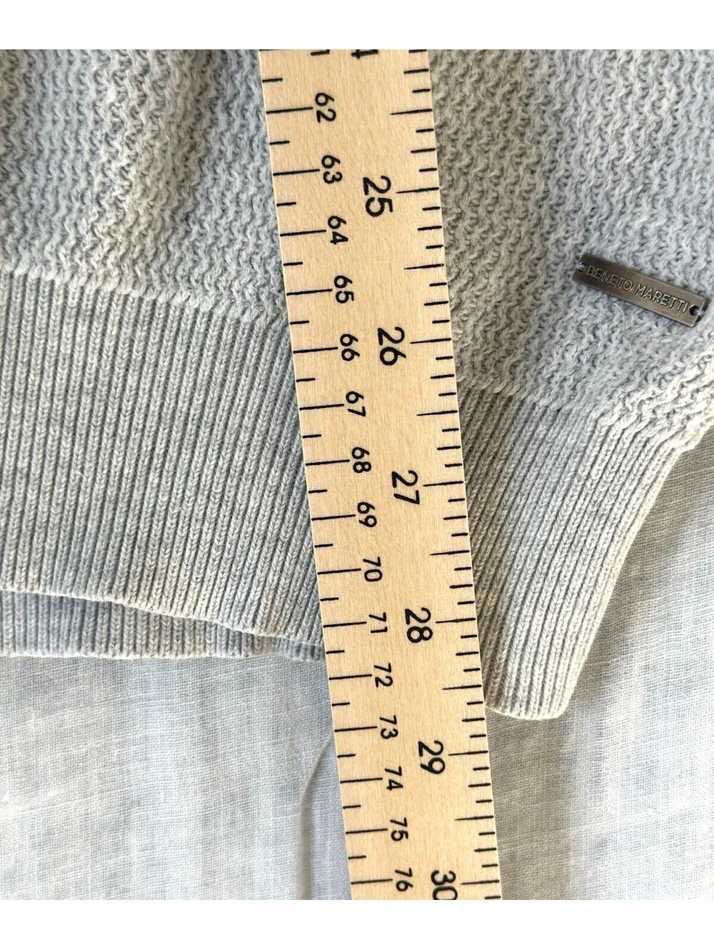 Beneto Maretti Crewneck Sweater Men's XL Light Gray Cotton Nylon Blend Pullover